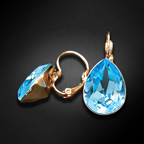 Auskarai "Kristalo Lašas II (Akvamarino Mėlyna)" su Swarovski™ kristalais